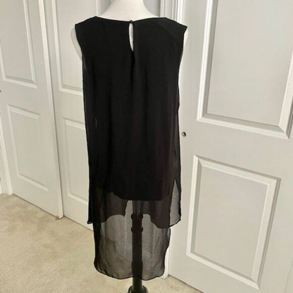 Elena Wang Black Sheer Layered Long Top Size Large - Picture 3 of 4